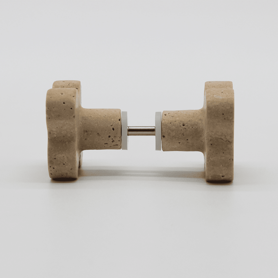 Stone Clover Shower Screen Knob in Travertine | Zephra