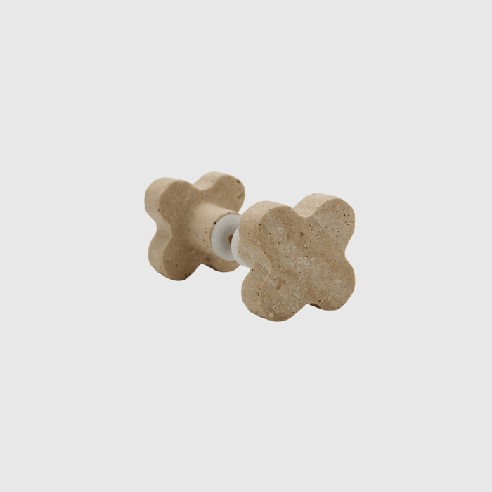 Stone Clover Shower Screen Knob in Travertine | Zephra #Finish_Travertine