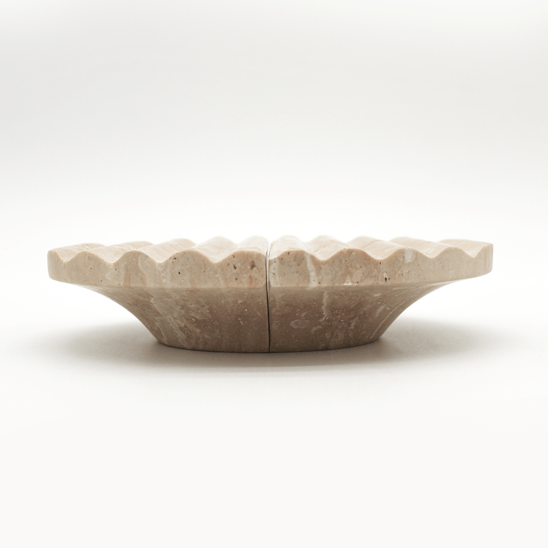 Stone Fluted Circular Cabinet Pull in Travertine | Zephra