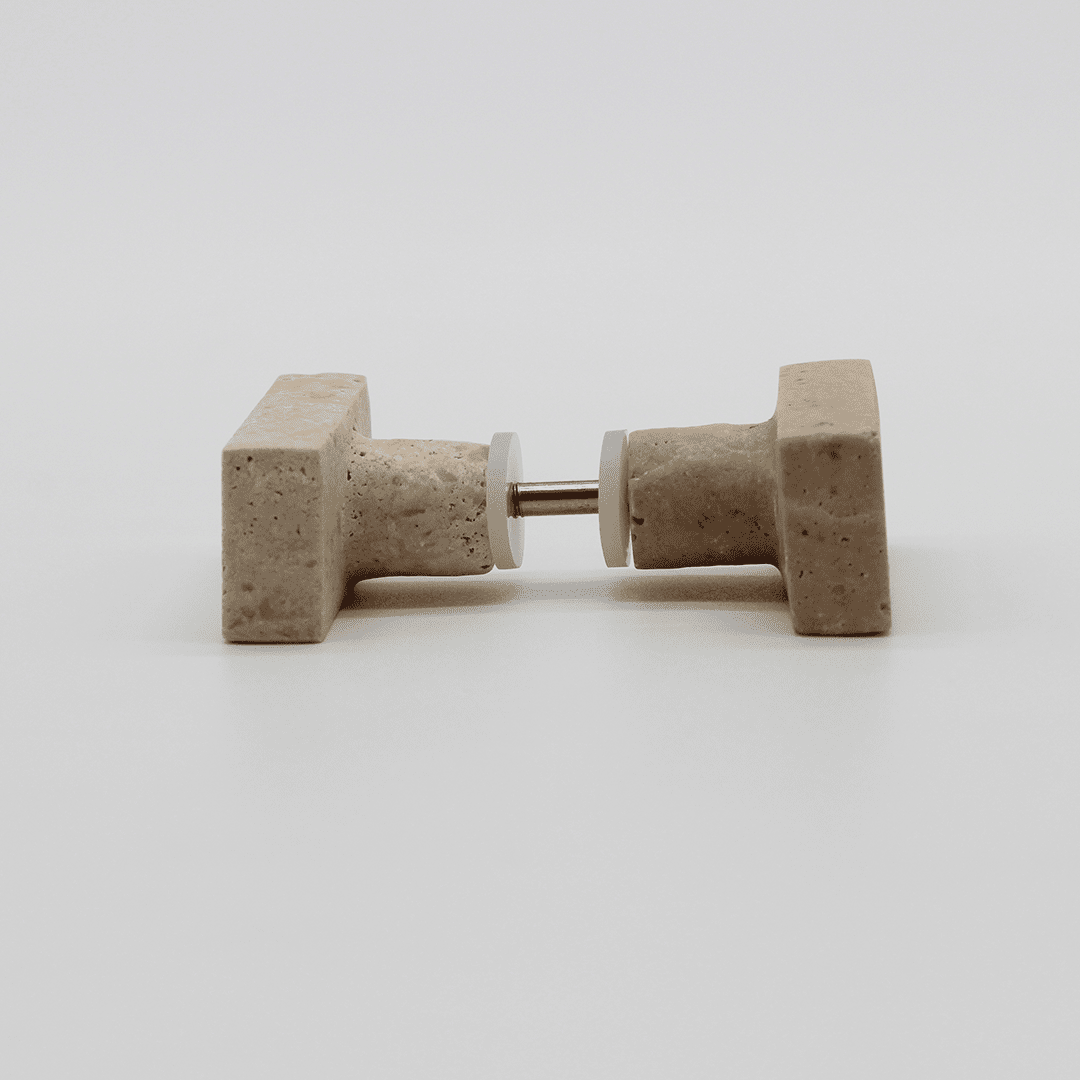 Stone Rectangular Shower Screen Knob in Travertine | Zephra