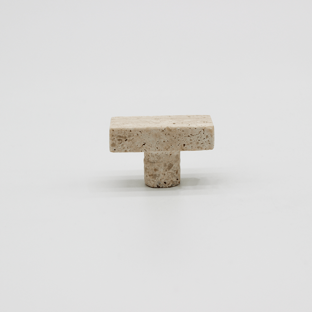 Stone Rectangular Cabinet Knob in Travertine | Zephra