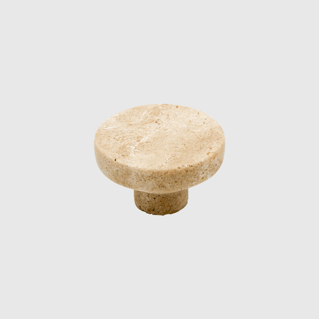 Stone Round Shower Screen Knob in Travertine | Zephra