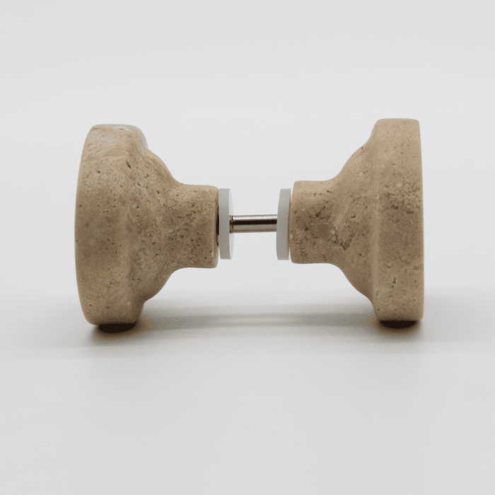 Stone Round Shower Screen Knob in Travertine | Zephra #Finish_Travertine