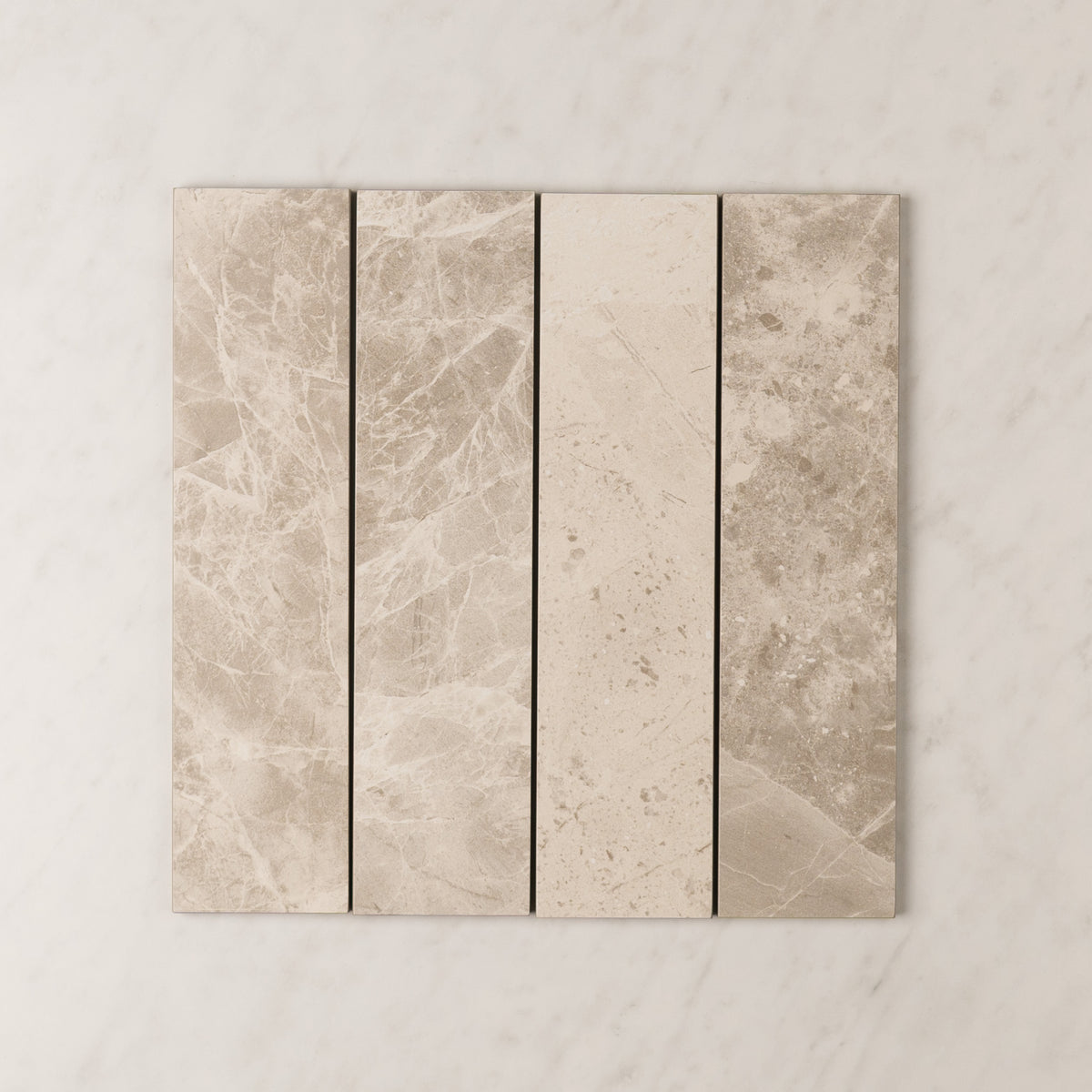 Tundra Marble Look Subway Tile 75x300mm in Grey, Matt finish