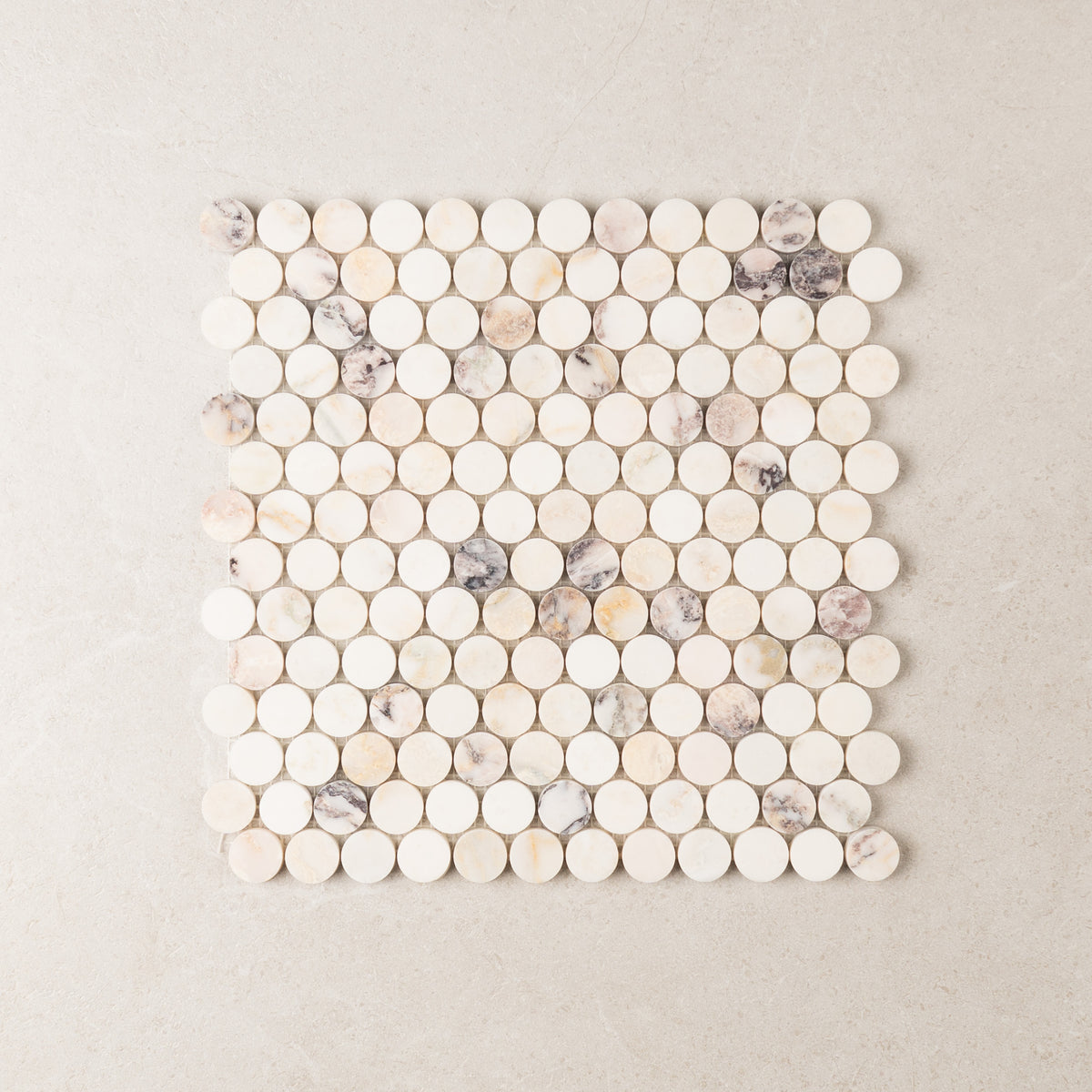 Viola Penny Round Marble Mosaic | Honed Natural Stone