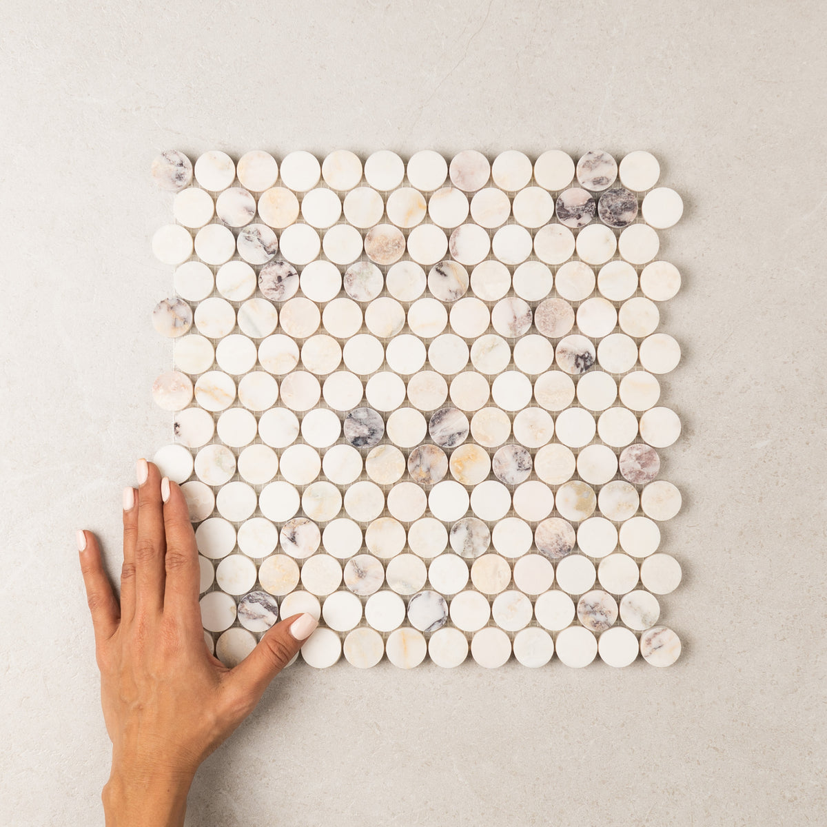 Viola Penny Round Marble Mosaic | Honed Natural Stone