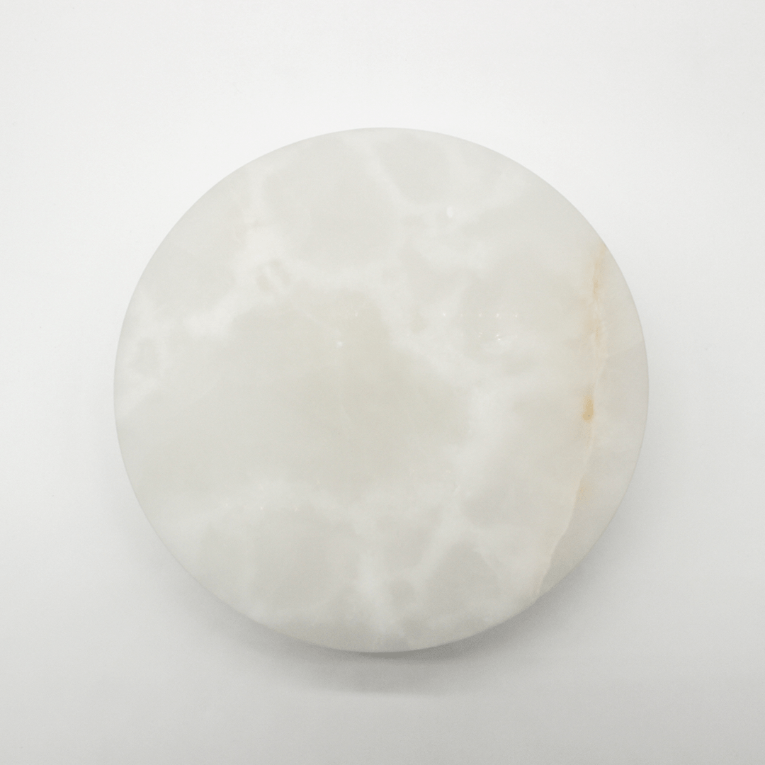 Stone Circular Front Door Entry Pull in White Onyx | Zephra