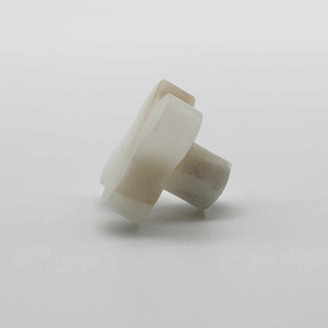 Stone Clover Cabinet Knob in White Onyx | Zephra