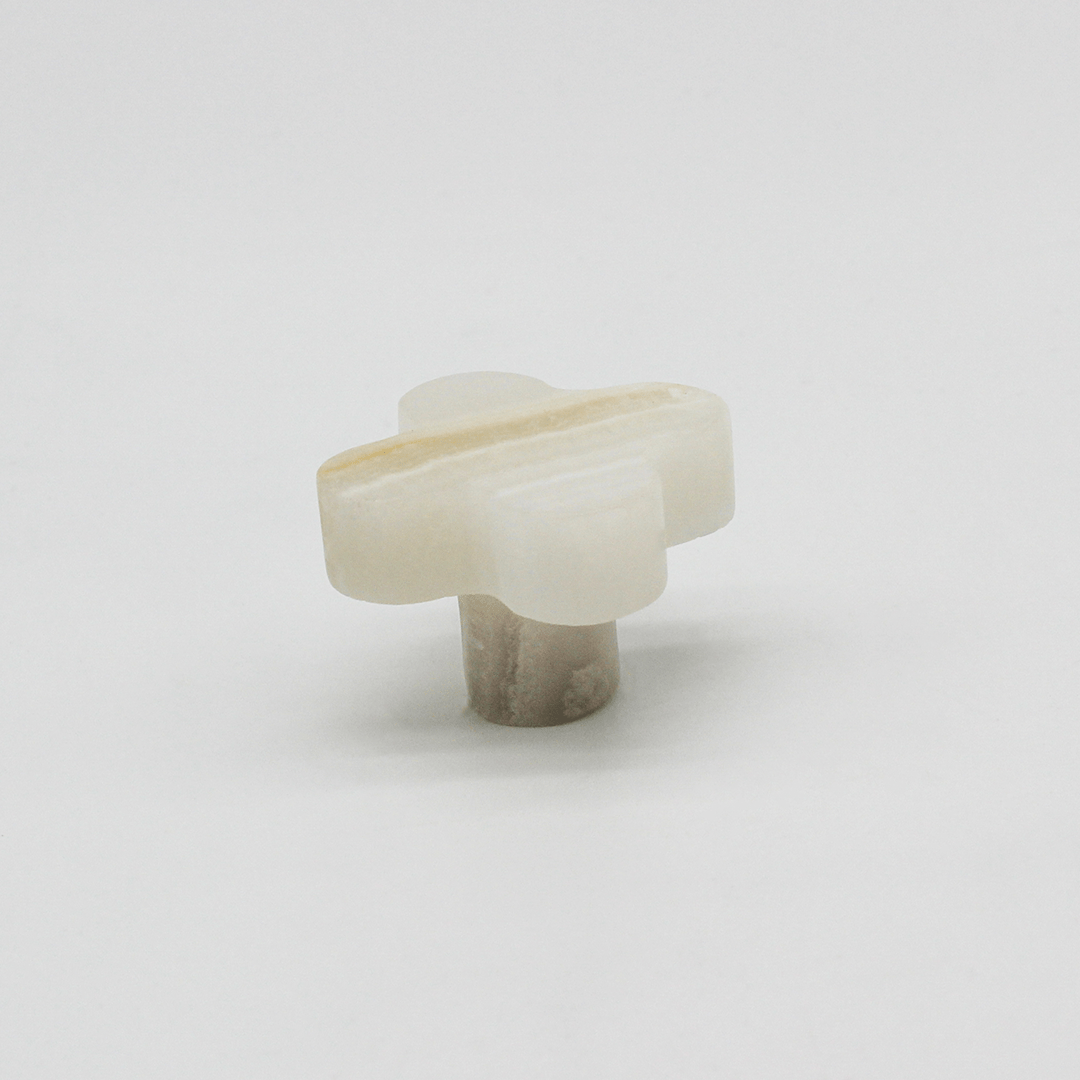Stone Clover Cabinet Knob in White Onyx | Zephra