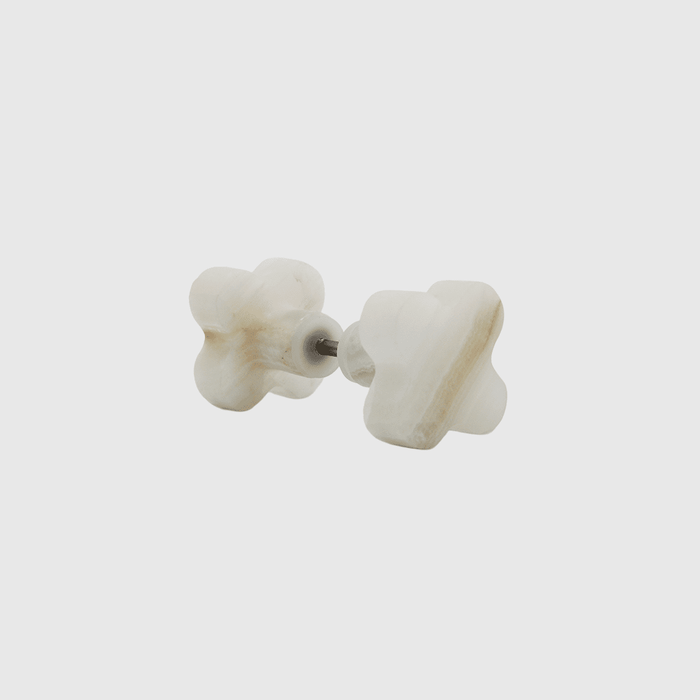 Stone Clover Shower Screen Knob in White Onyx | Zephra #Finish_White Onyx