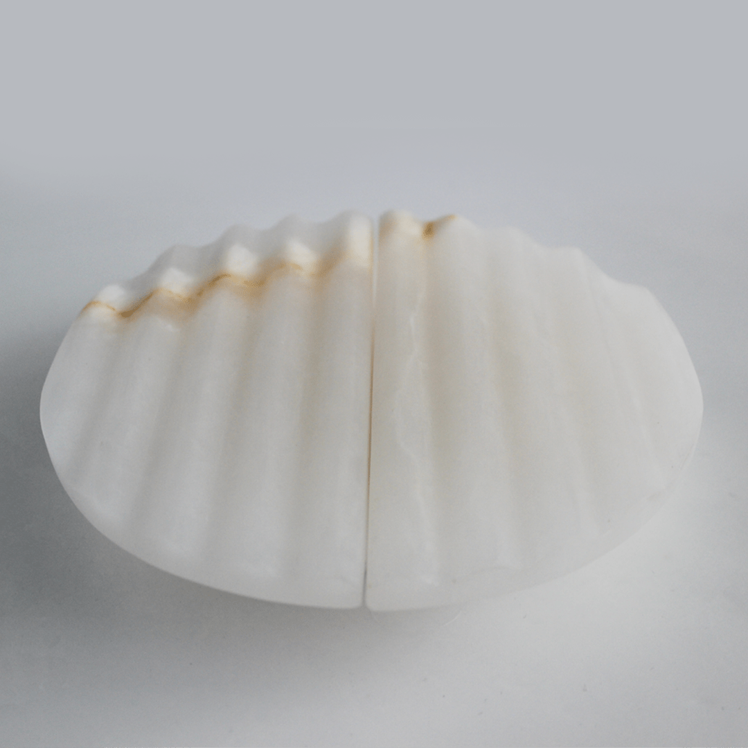 Stone Fluted Circular Cabinet Pull in White Onyx | Zephra