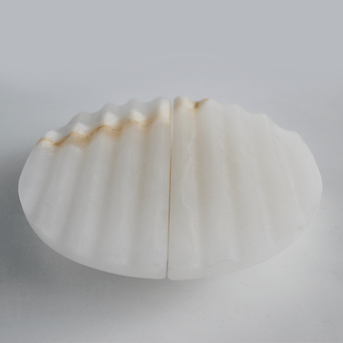 Stone Fluted Circular Cabinet Pull in White Onyx | Zephra #Finish_White Onyx