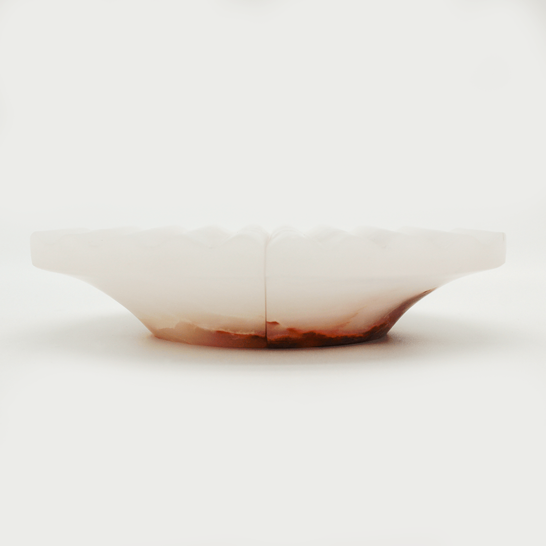 Stone Fluted Circular Cabinet Pull in White Onyx | Zephra