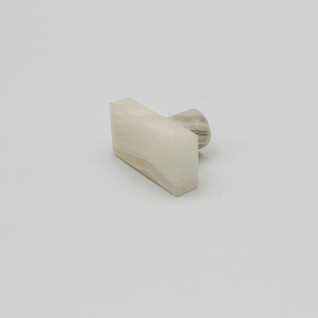 Stone Rectangular Cabinet Knob in White Onyx | Zephra