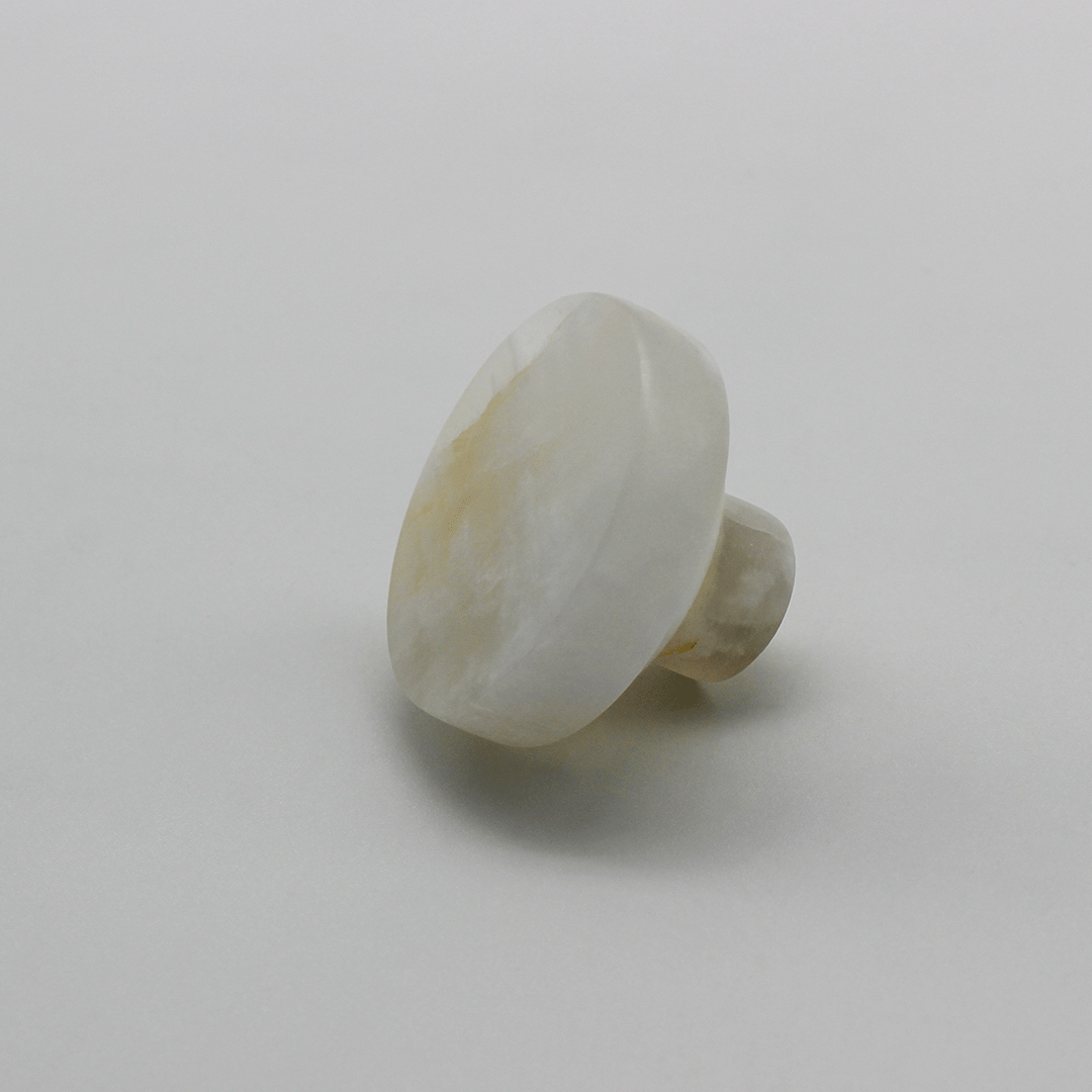 Stone Round Cabinet Knob in White Onyx | Zephra