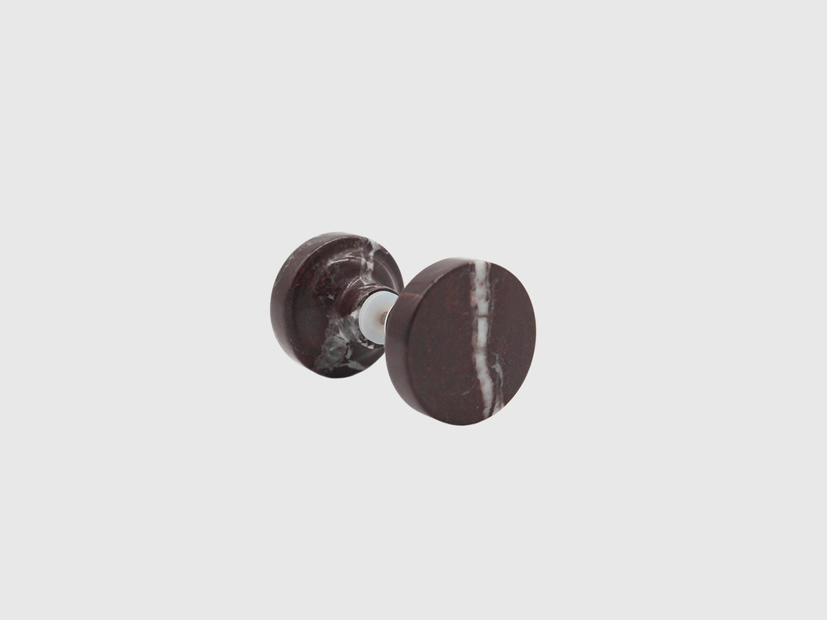 Rosso Levanto marble shower screen knob by Zephra