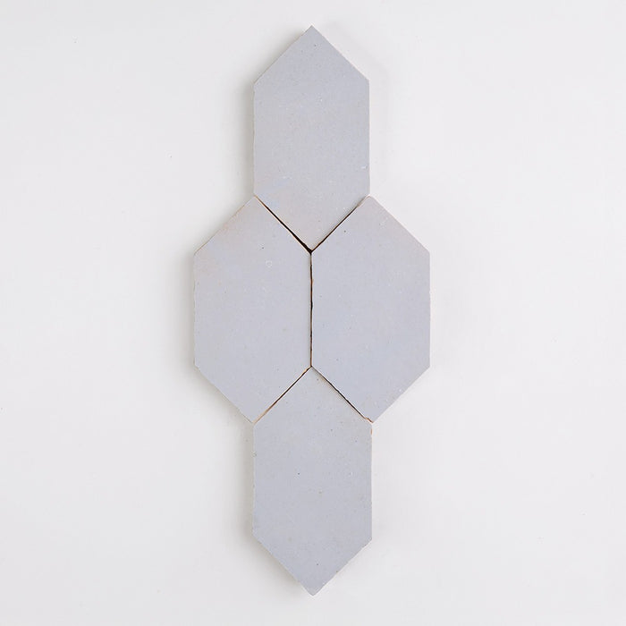 Zellige Honeycomb Moroccan Handmade Tiles in Light Blue, Glazed finish