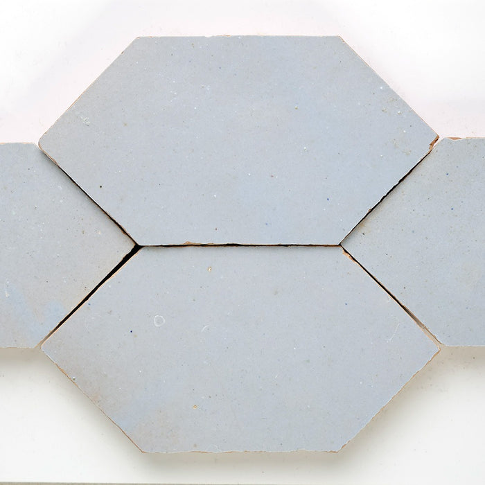 Zellige Honeycomb Moroccan Handmade Tiles in Light Blue, Glazed finish