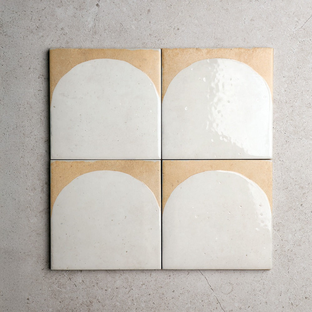 Arch Series Porcelain Floor and Wall Terracotta Look Tile 150 x 150 mm in Khaki, Green, Cotto & White, Glazed finish