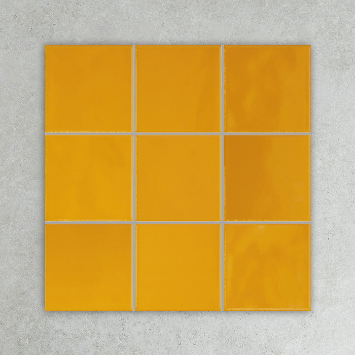Retromix Series Glazed Porcelain Tile in Amber Yellow, Gloss finish