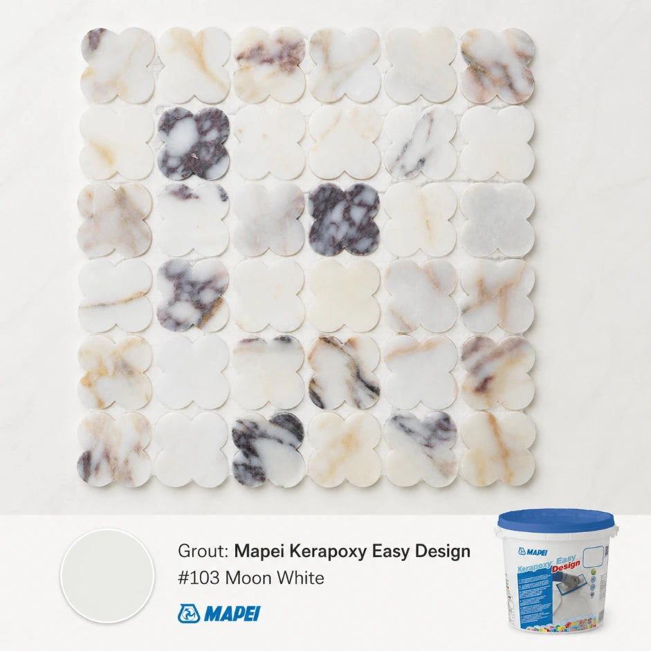 Alhambra Flower Viola Marble Mosaic 49 mm – Honed finish