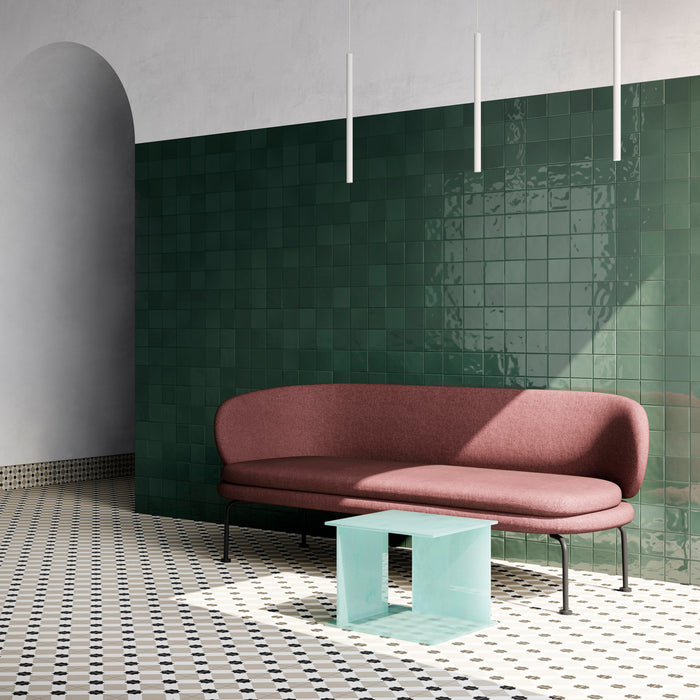 Retromix Series Glazed Porcelain Tile in Amber Yellow, Emerald Green, Lava Red, Moss, Terra Ross, Pink, Teal & White, Gloss finish