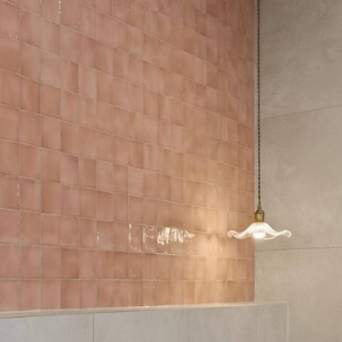 Manacor Series Spanish Handmade Wall Tile in Mint ( Sage Green ), Basil, Moon, Beige, Pink & White, Gloss finish