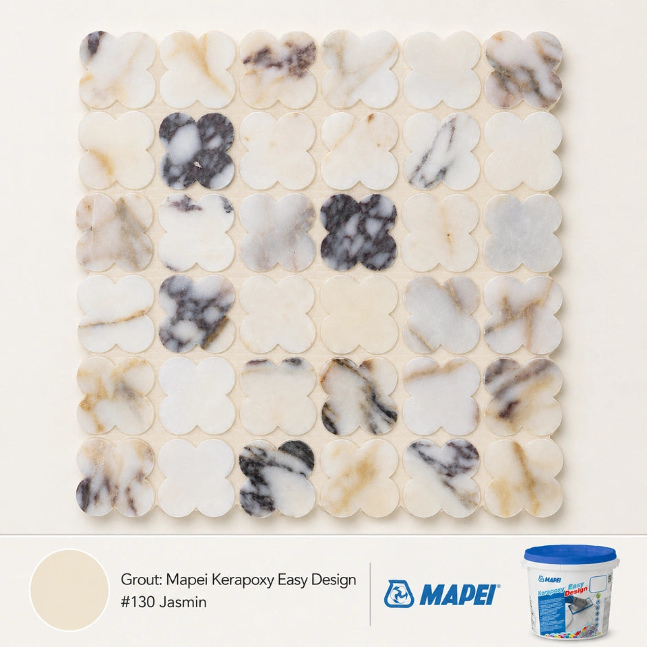 Alhambra Flower Viola Marble Mosaic 49 mm – Honed finish
