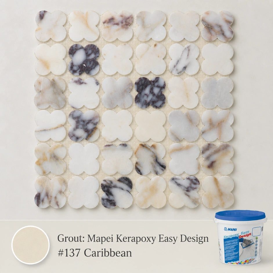 Alhambra Flower Viola Marble Mosaic 49 mm – Honed finish