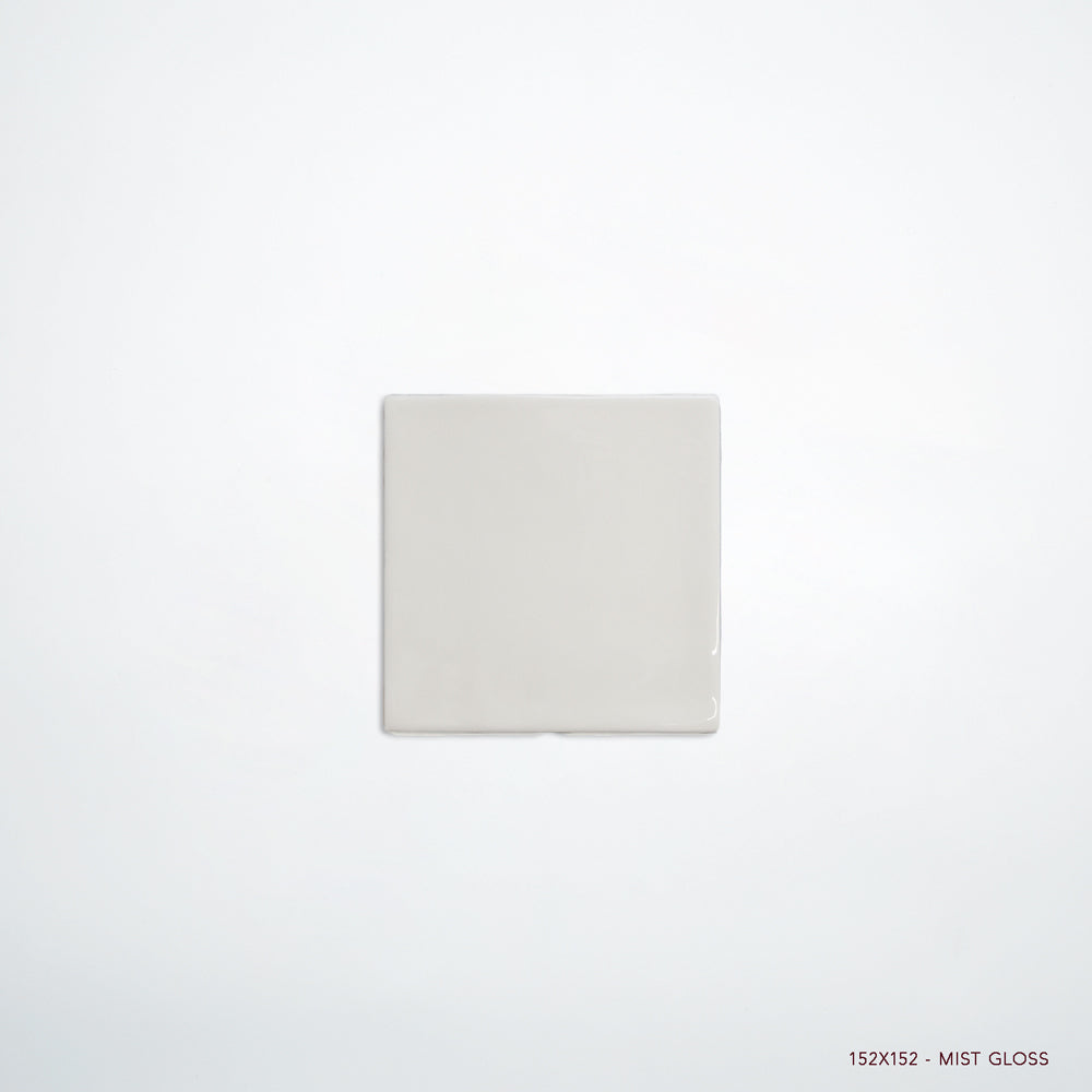 MANO Handmade Look Ceramic Tiles for Bathrooms & Kitchens in Mist, Gloss finish