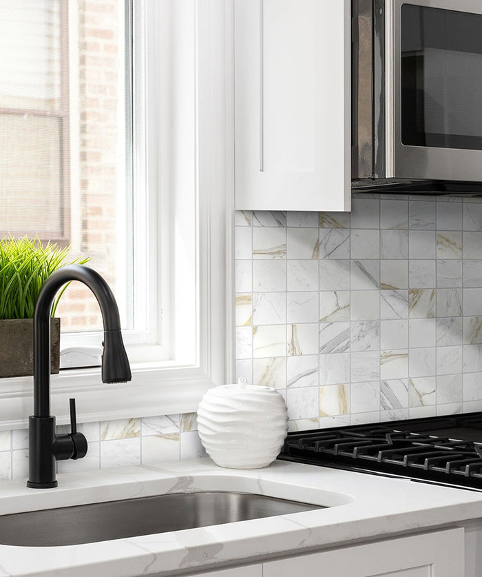 Apollo Series Calacatta Natural Stone Floor and Wall Tile – Tumbled finish