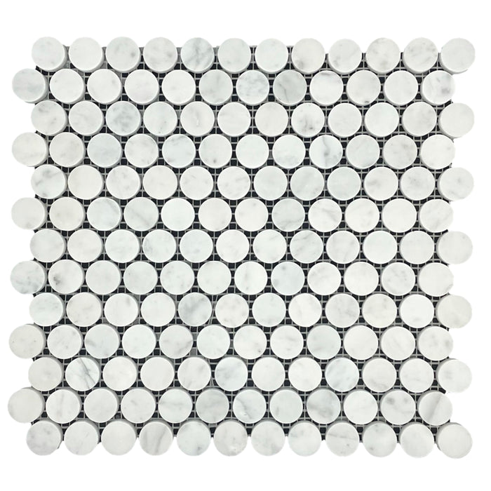 Carrara Penny Round Marble Mosaic | Honed Natural Stone