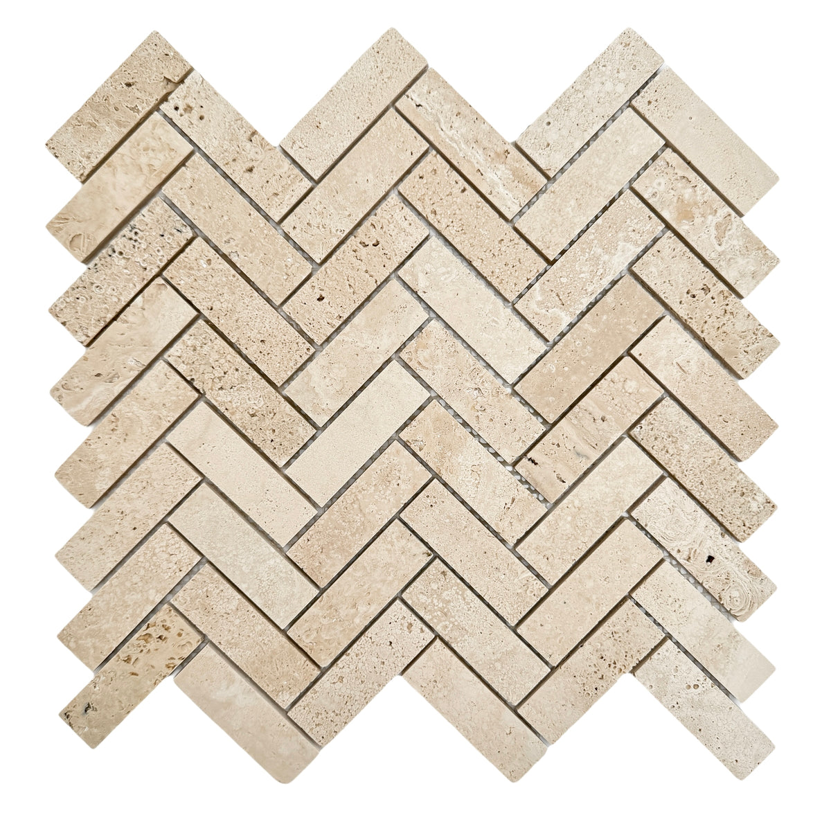 Travertine Herringbone Mosaic | Honed Natural Stone