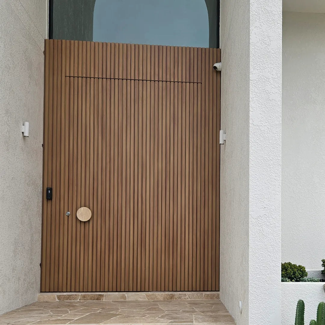 Stone Circular Front Door Entry Pull in Travertine | Zephra