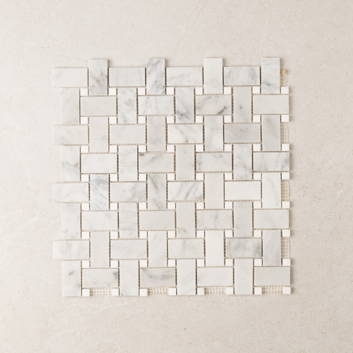 Carrara Basketweave Marble Mosaic | Tumbled & Honed Natural Stone