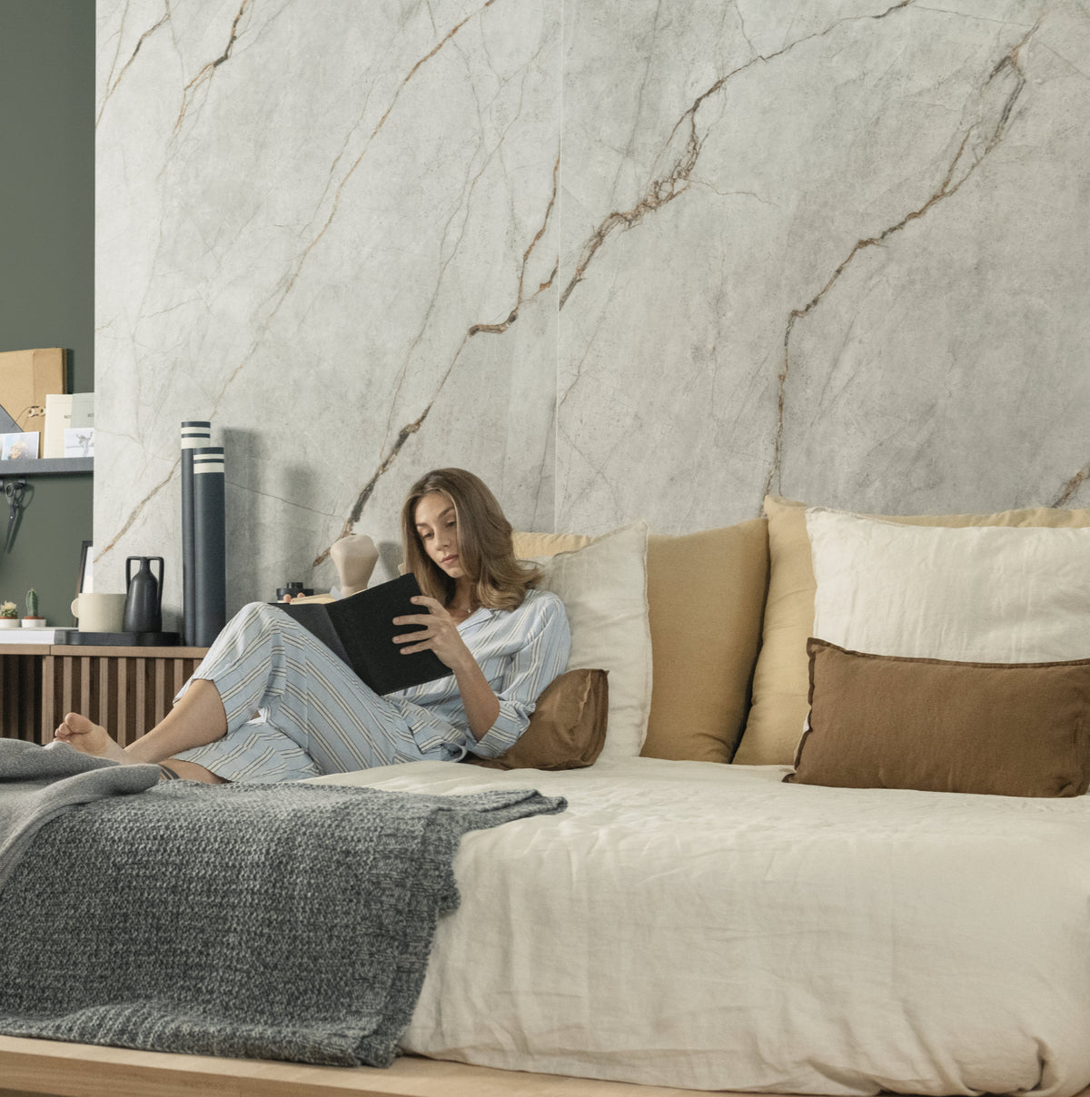 Grey Roots Marble Look Italian Porcelain Floor & Wall Tile