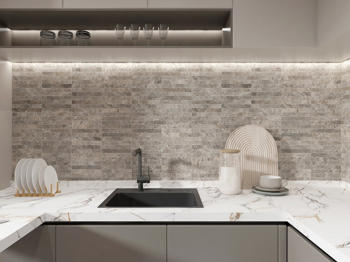 Travertino Travertine Look Porcelain Finger Mosaic