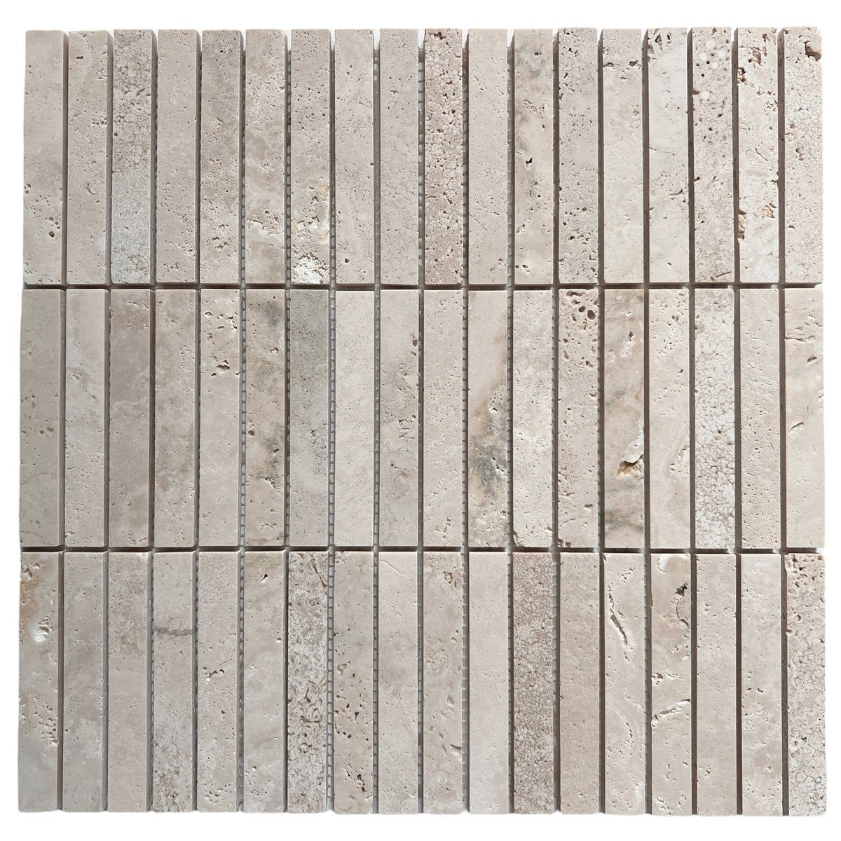 Travertine Stack Mosaic | Tumbled, Honed & Brushed Natural Stone