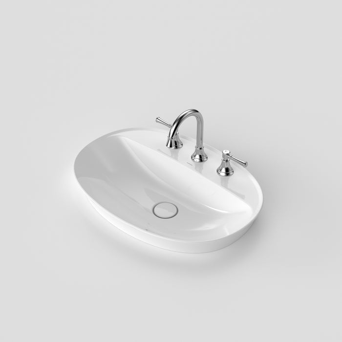 Riviere Inset Basin, 3 tap holes, in White | Caroma #Colour_White