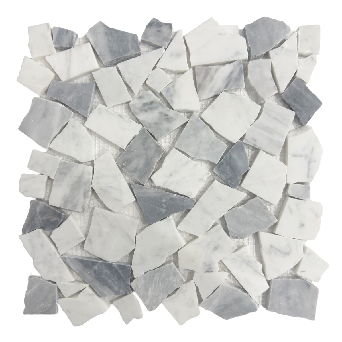 Carrara Crazy Pave Marble Mosaic | Tumbled & Honed Natural Stone