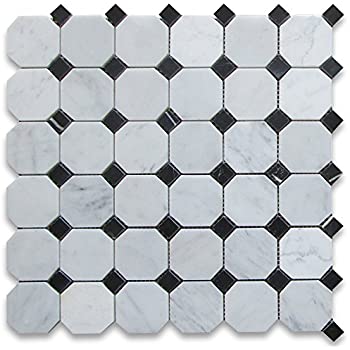 Carrara Octagon Marble Tile & Mosaic | Tumbled & Honed Natural Stone