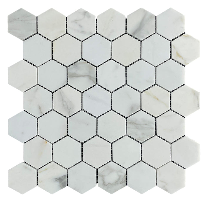 Calacatta Hexagon Marble Mosaic | Honed Natural Stone