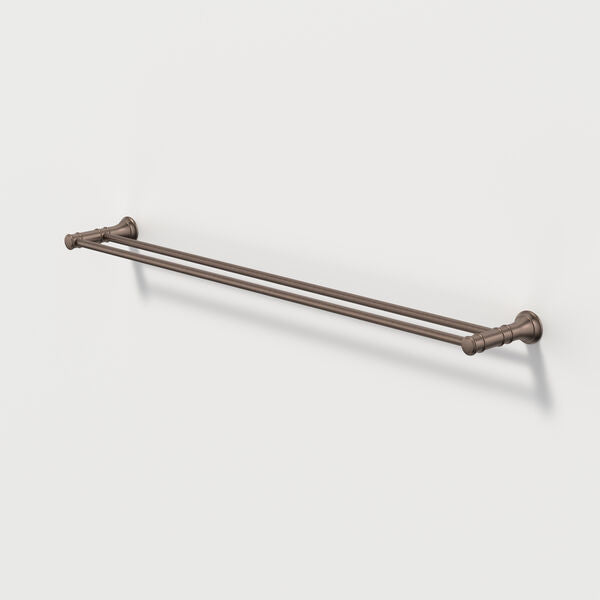 Riviere Double Towel Rail 800mm in Brushed Bronze | Caroma #Colour_Brushed Bronze