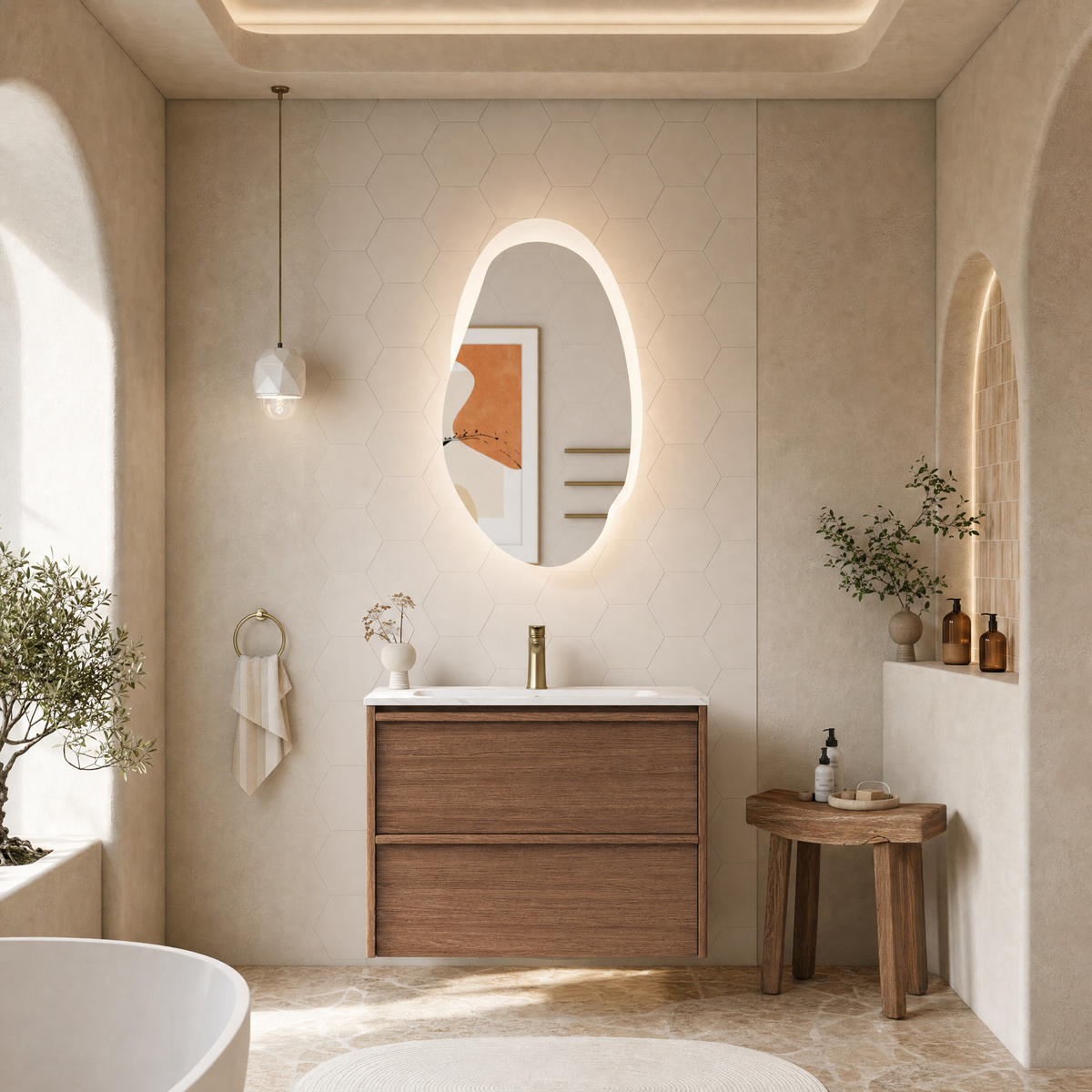 Aulic Venetta Framed Wall Hung Vanity in Walnut | Aulic