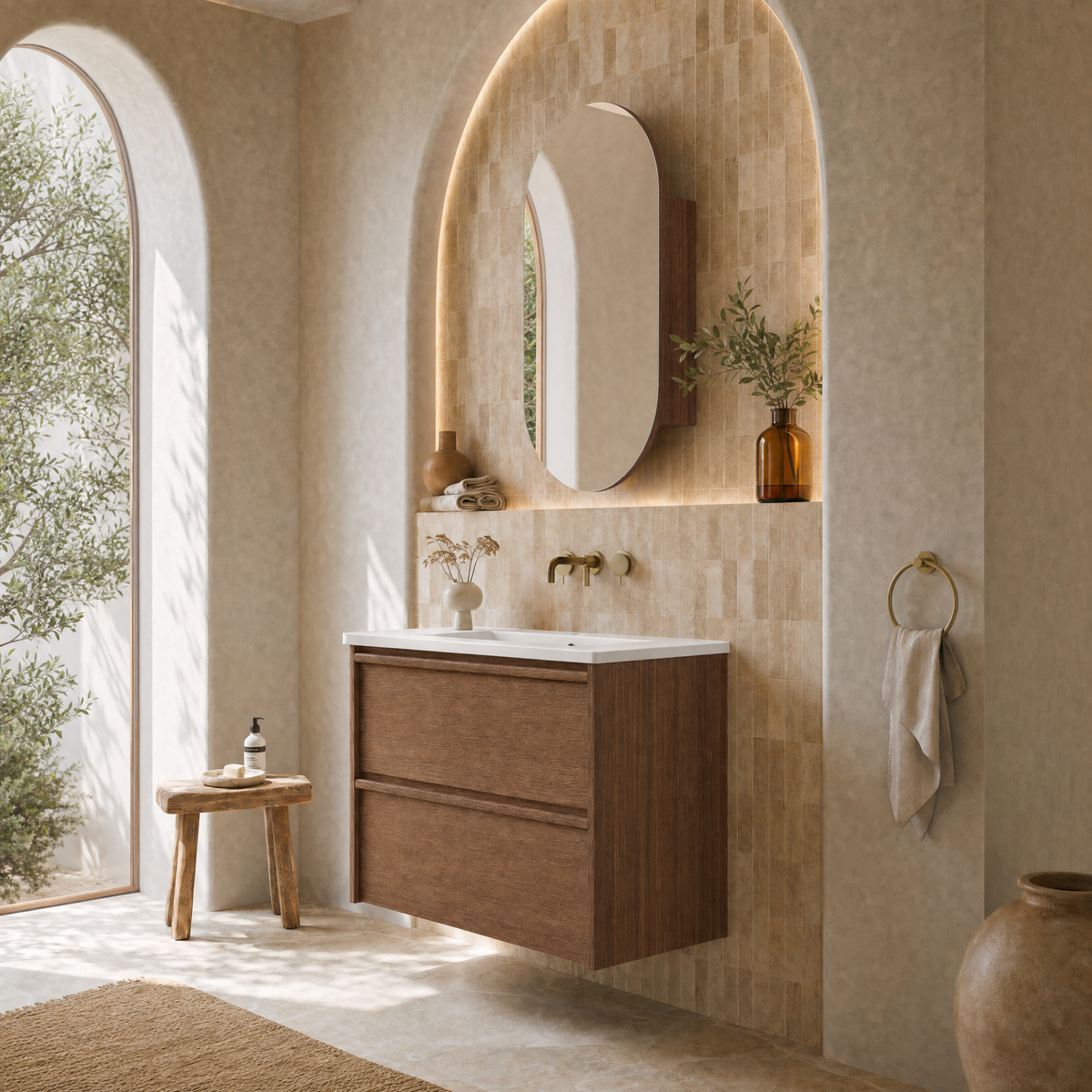Aulic Venetta Framed Wall Hung Vanity in Walnut | Aulic