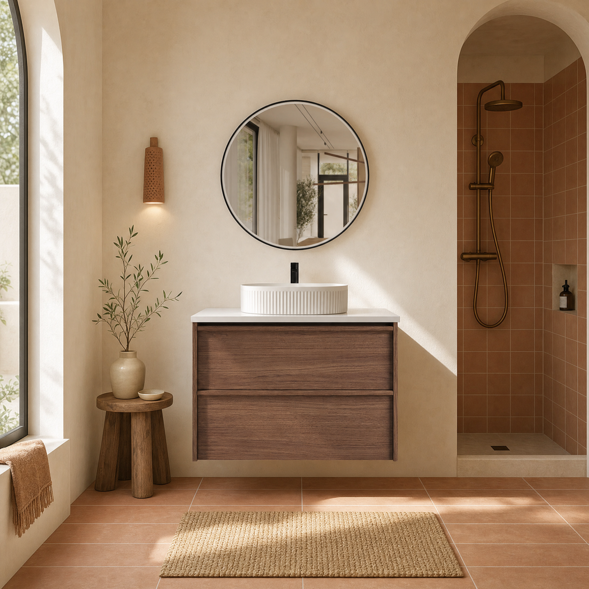 Aulic Venetta Framed Wall Hung Vanity in Walnut | Aulic
