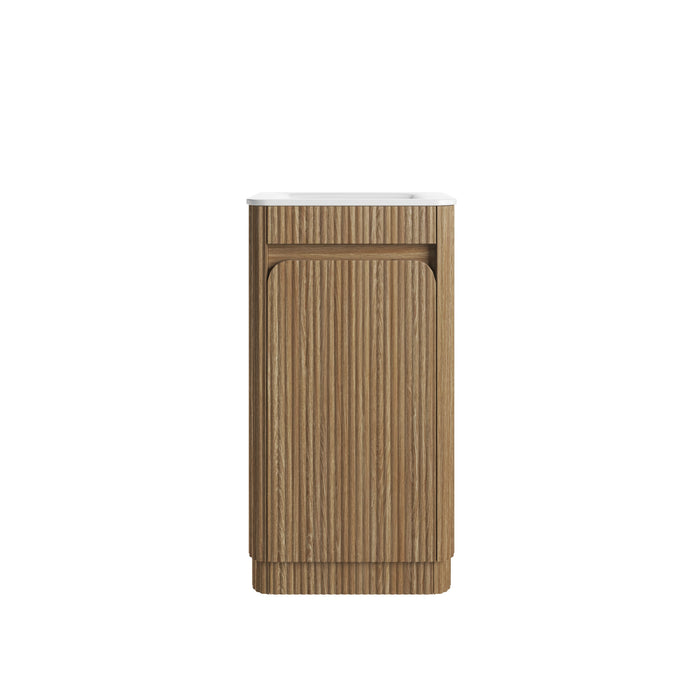 Aulic Mini Hartelle Fluted Floor Standing Vanity 470mm - Harvest Oak | Aulic