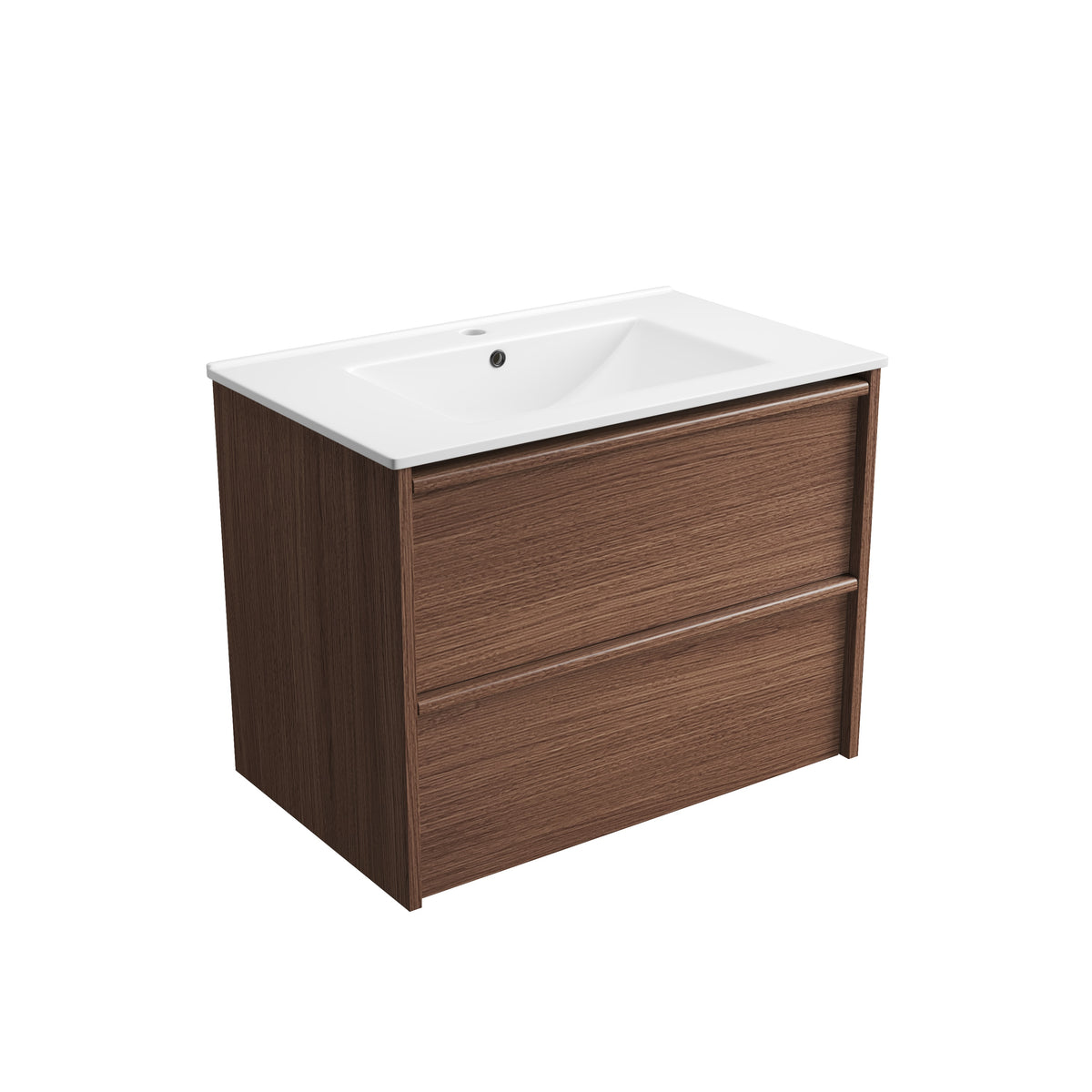Aulic Venetta Framed Wall Hung Vanity 750mm Walnut — Crystal Ceramic Top | Aulic