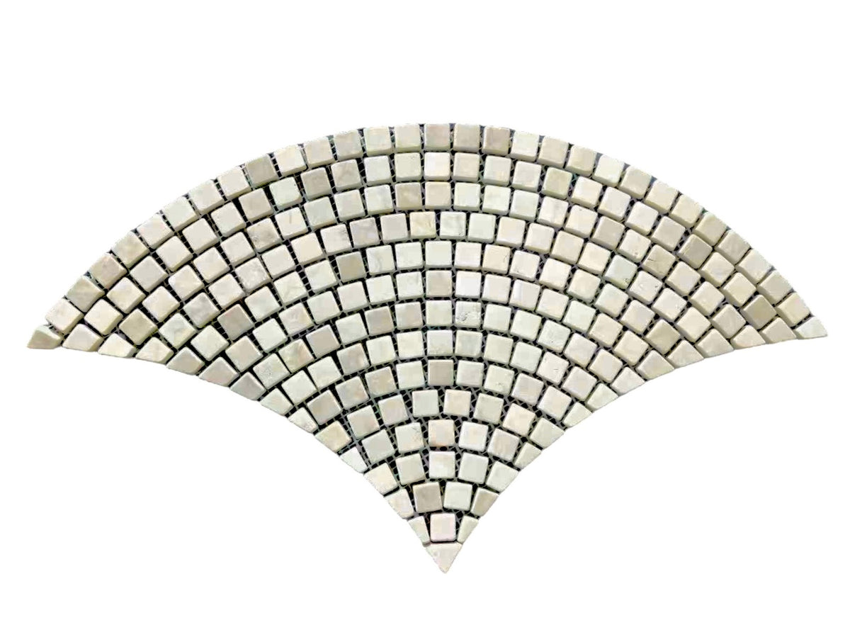Botticino Fan Marble Mosaic | Tumbled Natural Stone