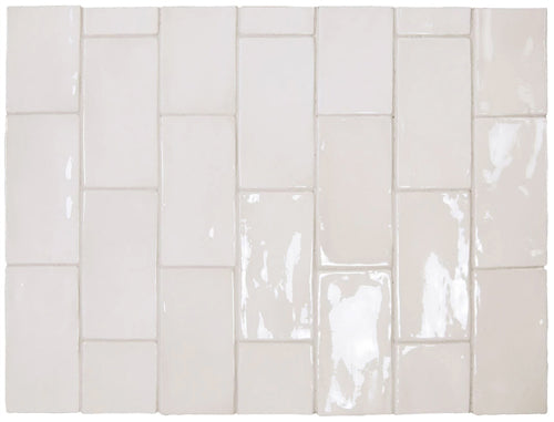 Manacor Series Spanish Handmade Wall Tile in White, Gloss finish